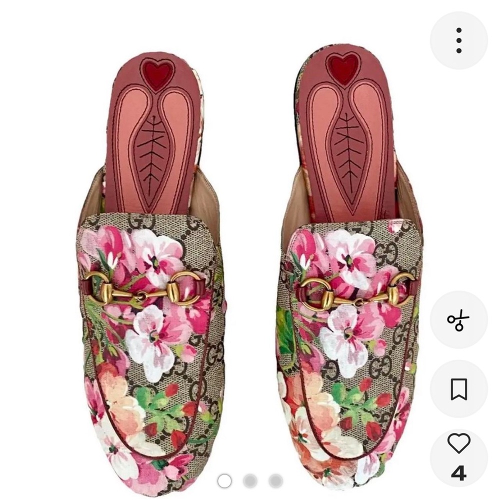 Gucci Women's Floral Mules - Red and Pink